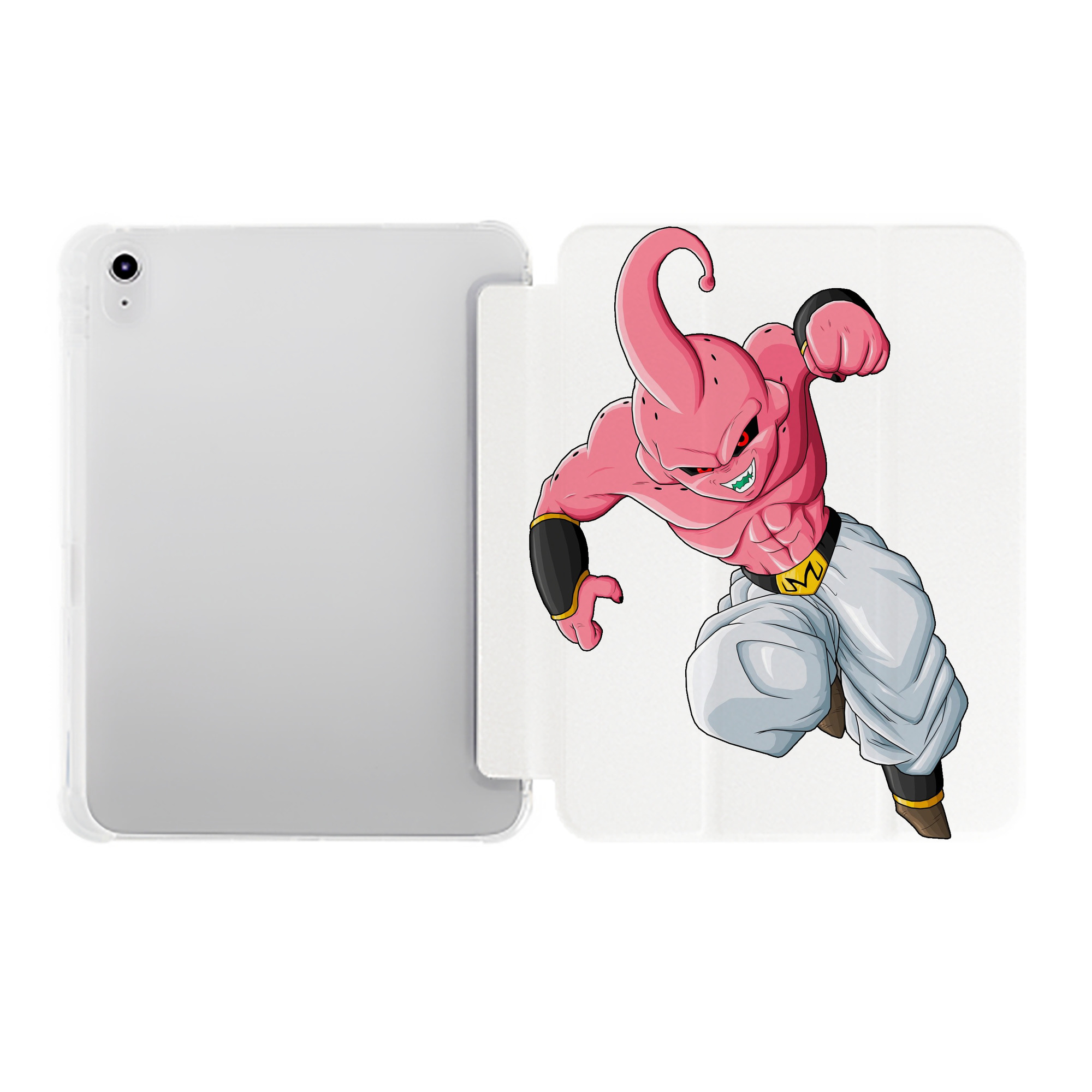 （画像用） ドラゴンボール 魔人ブウ DRAGON BALL Majin Buu IPad ケース ペン収納付き 三つ折りスタンド PUレザー×シリコン 対応機種9.5/10.5/10.9インチ